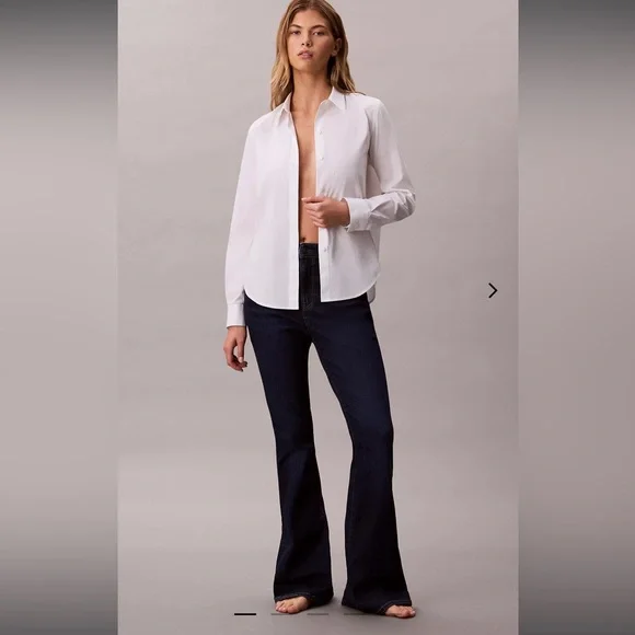 Calvin Klein Dark Blue Flare Jeans - Picture 1 of 5